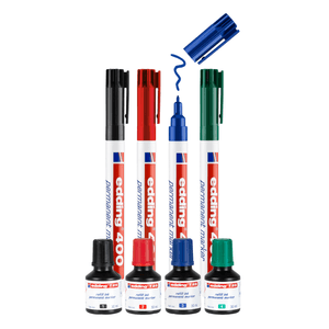 Set marcadores permanentes edding 400 x 4 y tinta T 25 x 4